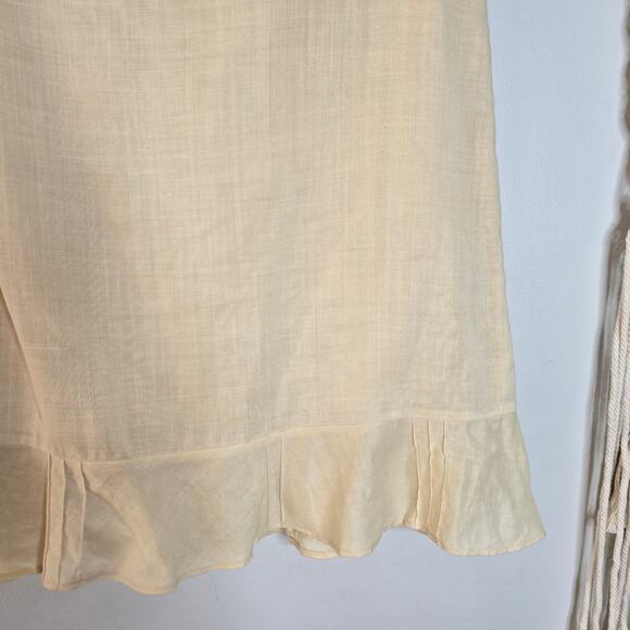 H&M Light Yellow Ramie Linen Trumpet Skirt Size 8 - Picture 9 of 12